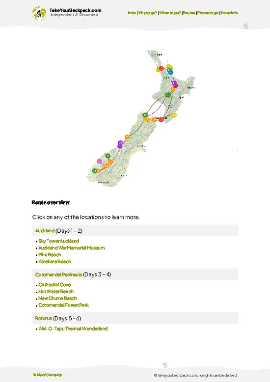 example page 4 from our offline Travel Guide for New Zealand
